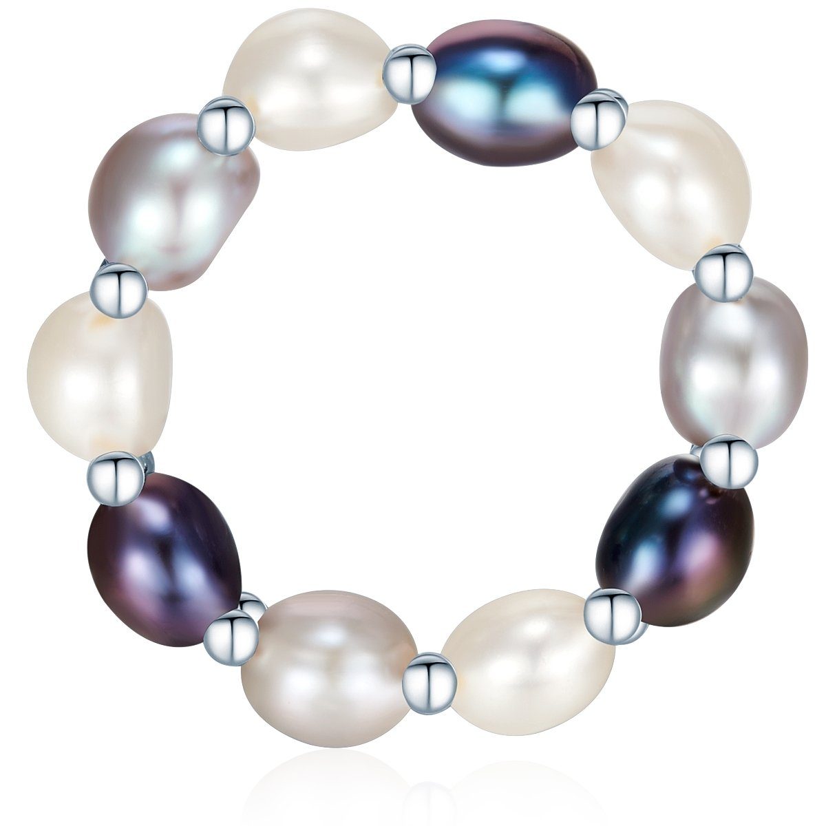 Pearls Valero Perlenring aus silber, Süßwasser-Zuchtperlen