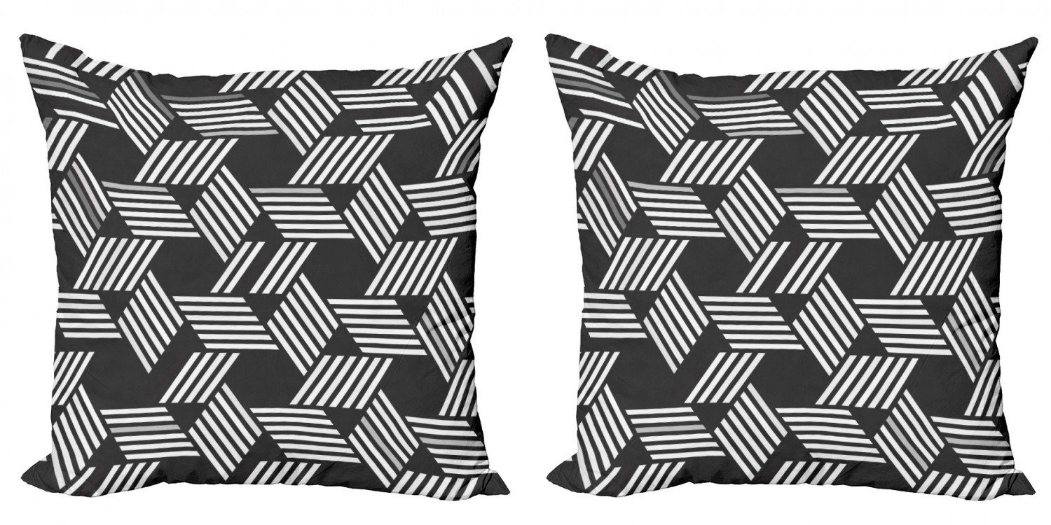 Kissenbezüge Modern Accent Doppelseitiger Digitaldruck, Stück), (2 Schwarz unregelmäßige geometrische Abakuhaus und Grau