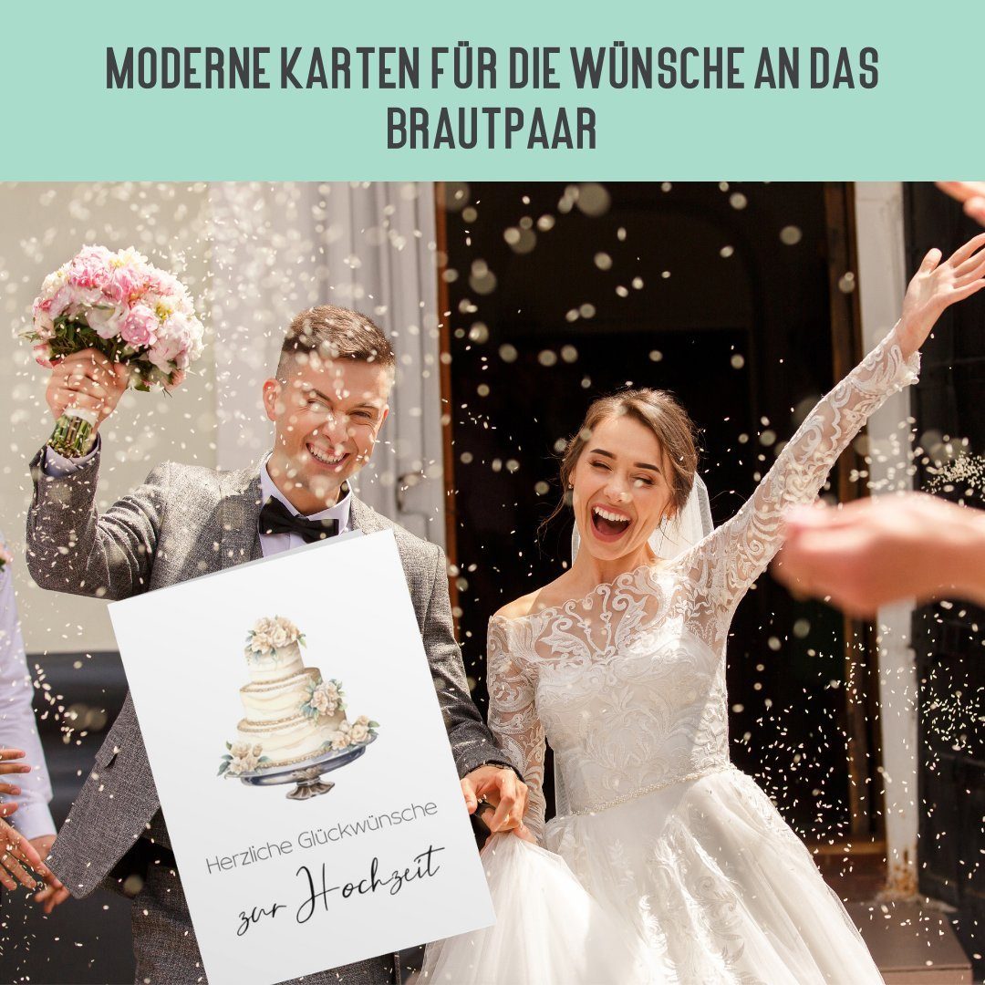 Things of Happiness Hochzeitskarte Kartenset Hochzeit, Glückwunschkarten Hochzeit