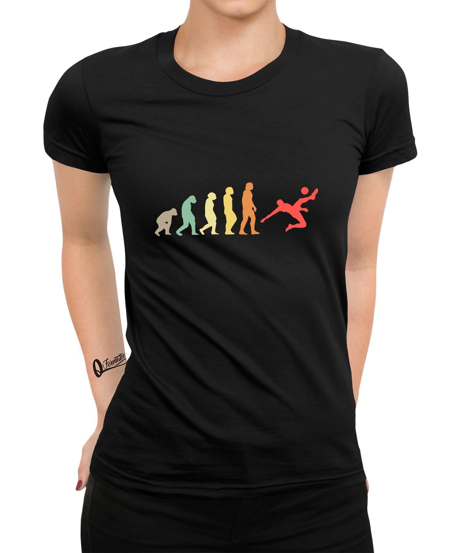 (1-tlg) Evolution Damen Fußball Fußballer - Fußballspieler Quattro T-Shirt Kurzarmshirt Formatee