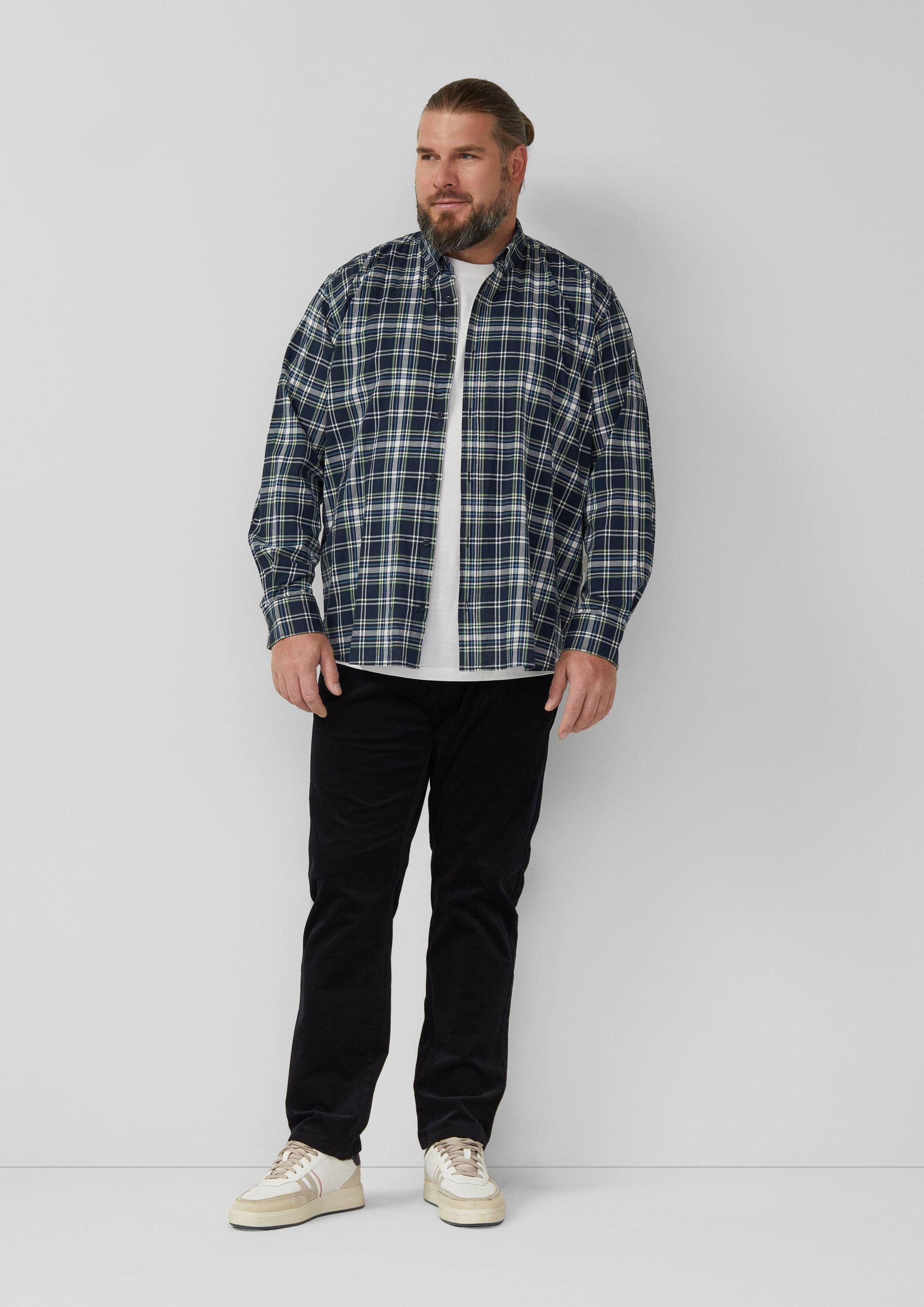 s.Oliver Langarmhemd Hemd Regular Fit: Kariertes Baumwollhemd mit Button-Down-Kragen
