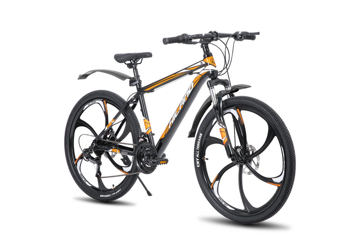 HILAND Mountainbike 26 Zoll Mountainbike MTB für Jugendliche Fahrrad Herren Damen Jungen, mit Aluminiumrahmen Scheibenbremse Federgabel 6 Speichenräder