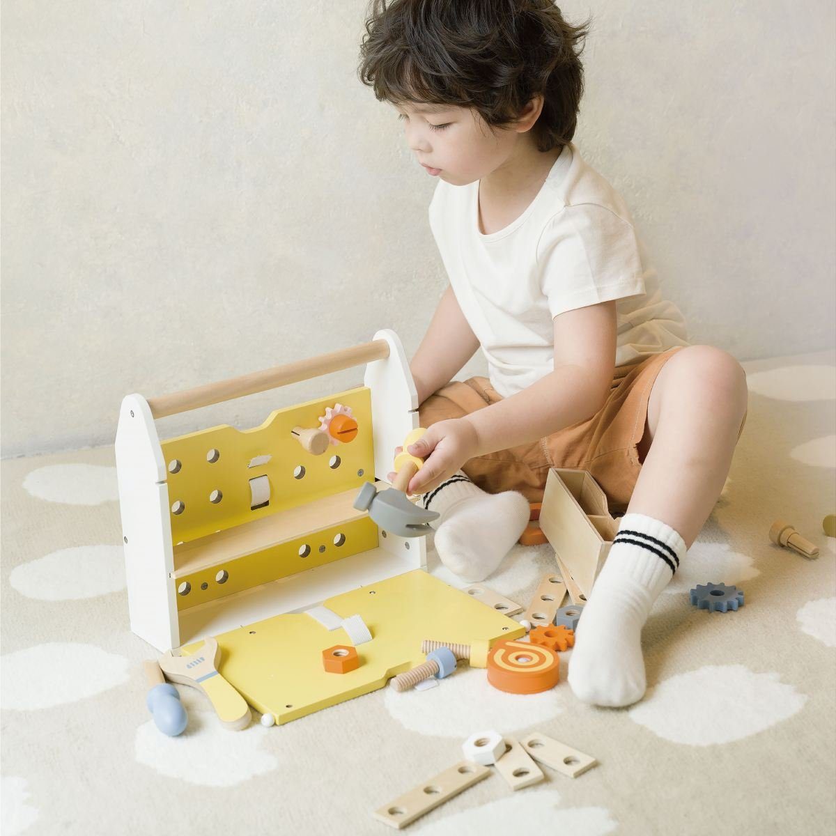 Classic World Spielwerkzeugkoffer Werkzeugkasten Werkzeugkoffer Lernspiel Kinder Holzspielzeug