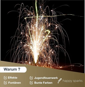 happy sparks® Geburtstagskerze 3x Summer Fountains - 5-teiliges Jugendfeuerwerk Kat. F1 - Silvester (Packung, 3-tlg., 15-teilig), Kat. F1