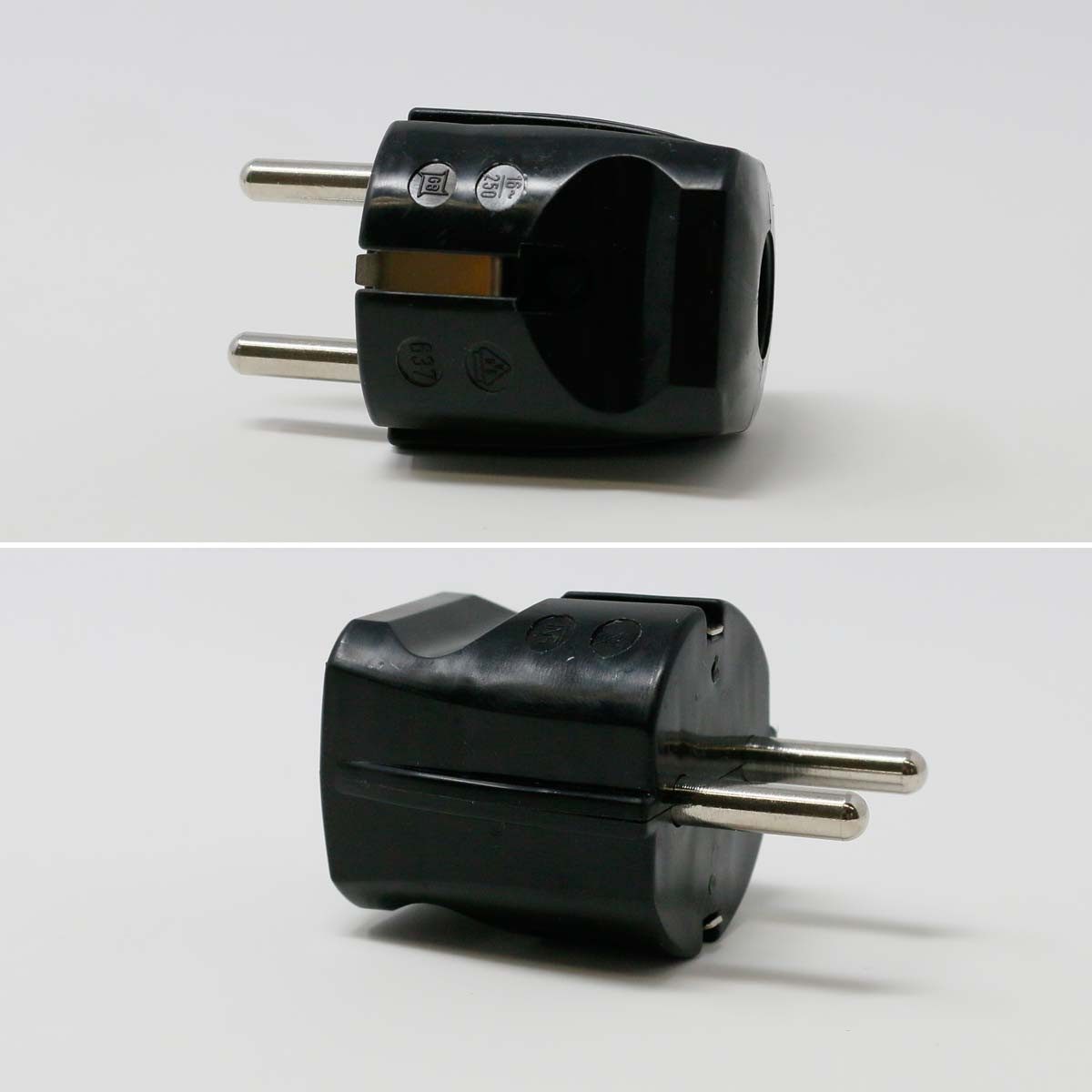 world-trading-net Euroflachstecker Standard Stecker schwarz, Schutzkontakt, 250V/16A
