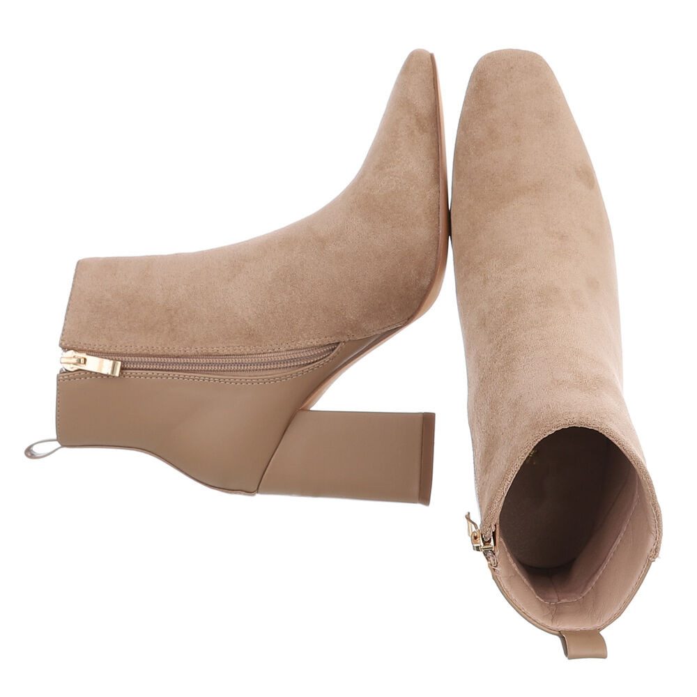 Ital-Design Elegante Ankle Boots mit Blockabsatz für Damen High-Heel-Stiefelette (90542783) Blockabsatz Stiefeletten in Hellbraun