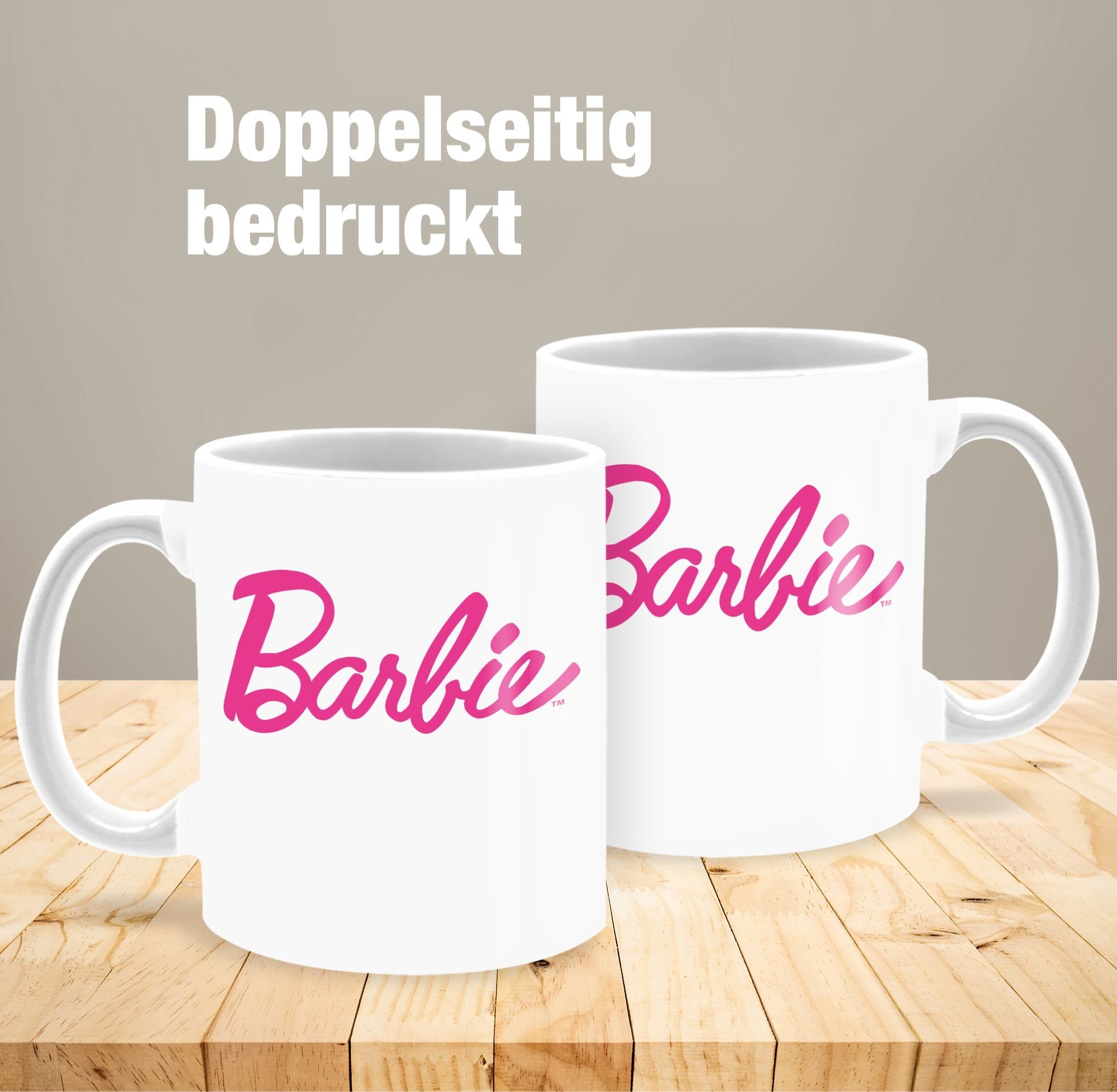 Weiß Barbie 3 Tasse Keramik, Logo Schriftzug, Tasse Barbie Shirtracer