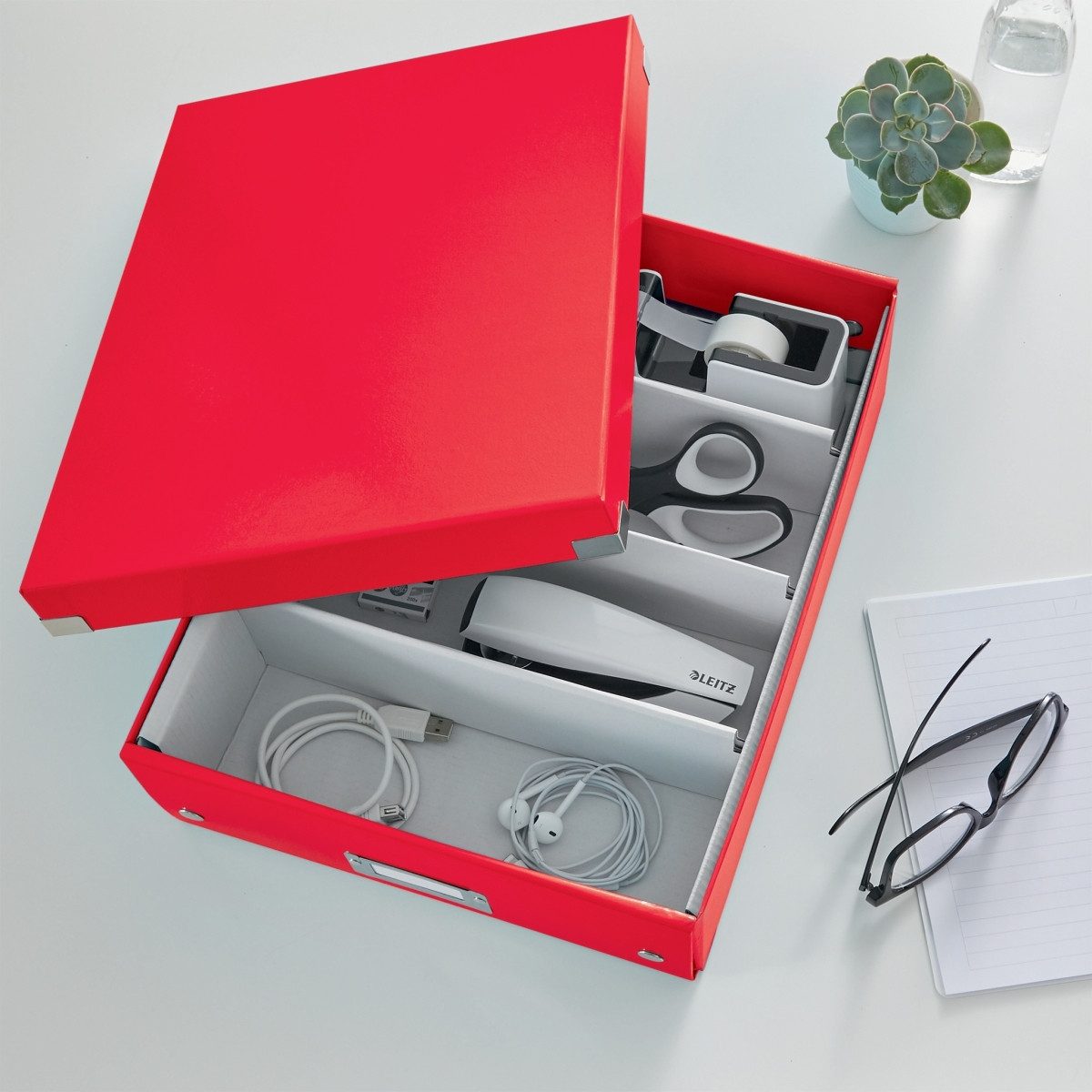 Aufbewahrungsbox Organisationsbox Click & Store mittel rot.