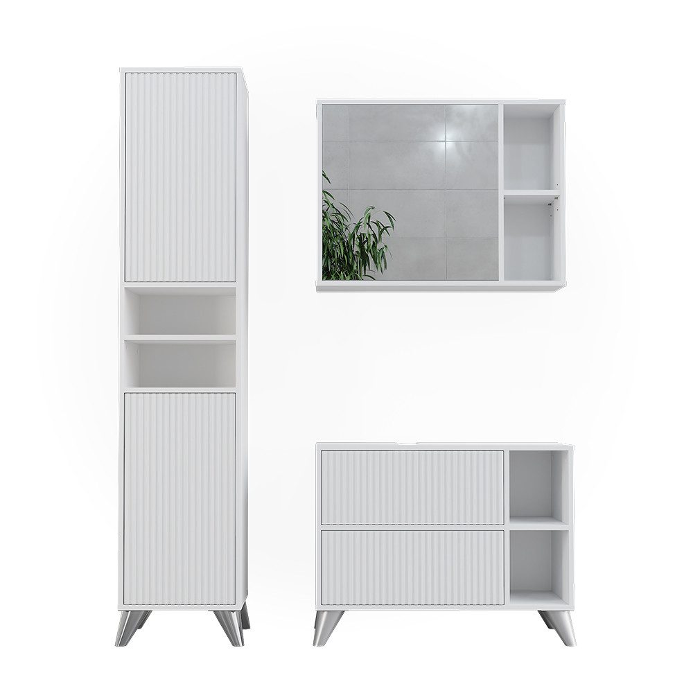 Badmöbel-Set Leano, Weiß, 80 cm, Set 3