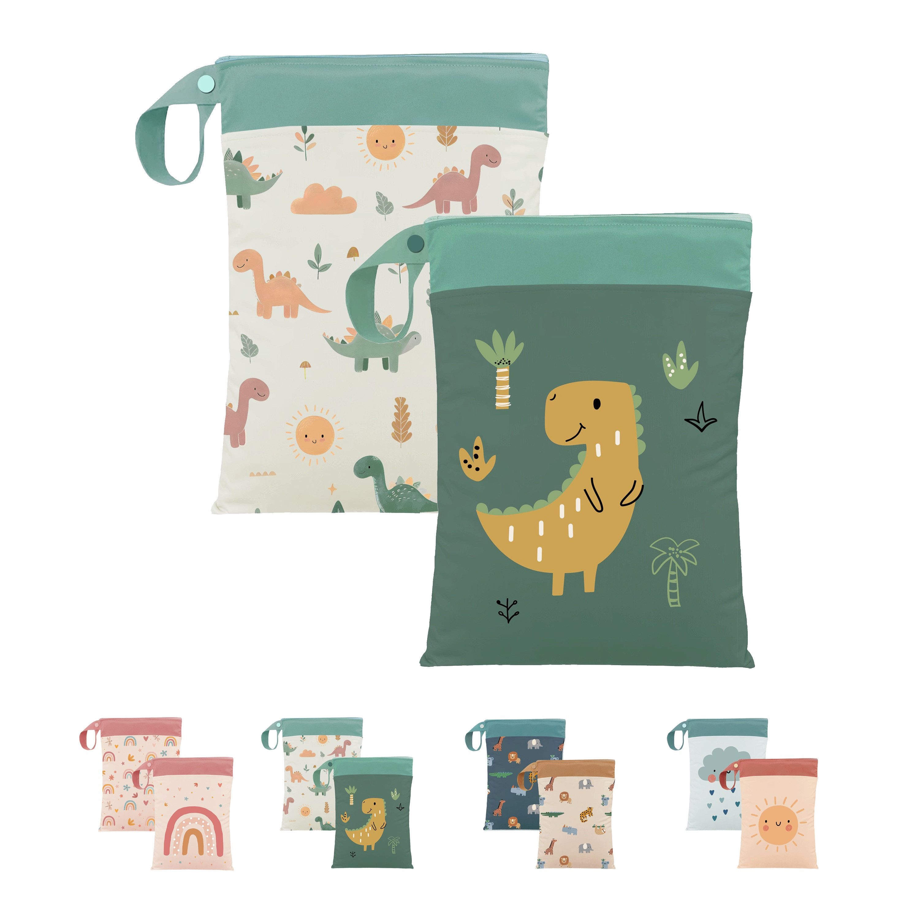 Artee Wickeltasche 2er Set Nasstasche für Wechselwäsche Kita, Kindergarten, Strand, Sport