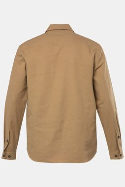 JP1880 Businesshemd Leinenmix-Overshirt Langarm Hemd Kentkragen