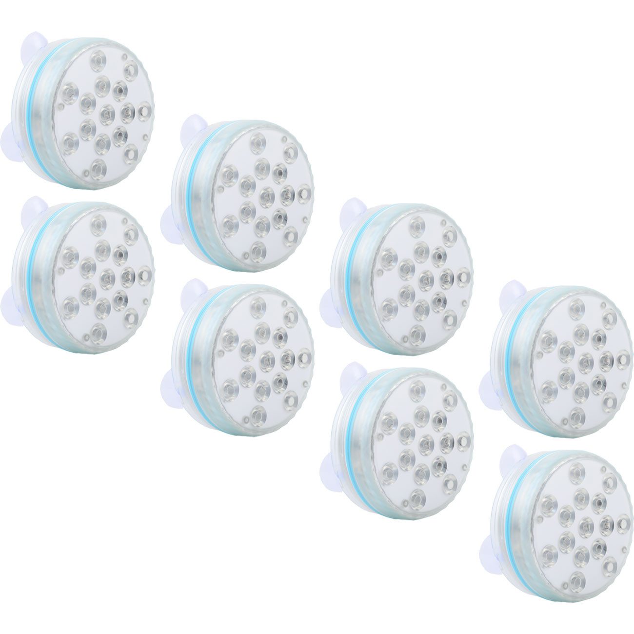 shop'n smile ideoon Pool-Lampe Multicolor LED Unterwasserleuchte Poolbeleuchtung Saugnäpfe Timer IP68, LEDs, 15 LEDs je Leuchte, wasserdicht, dimmbar & per Fernbedienung steuerbar