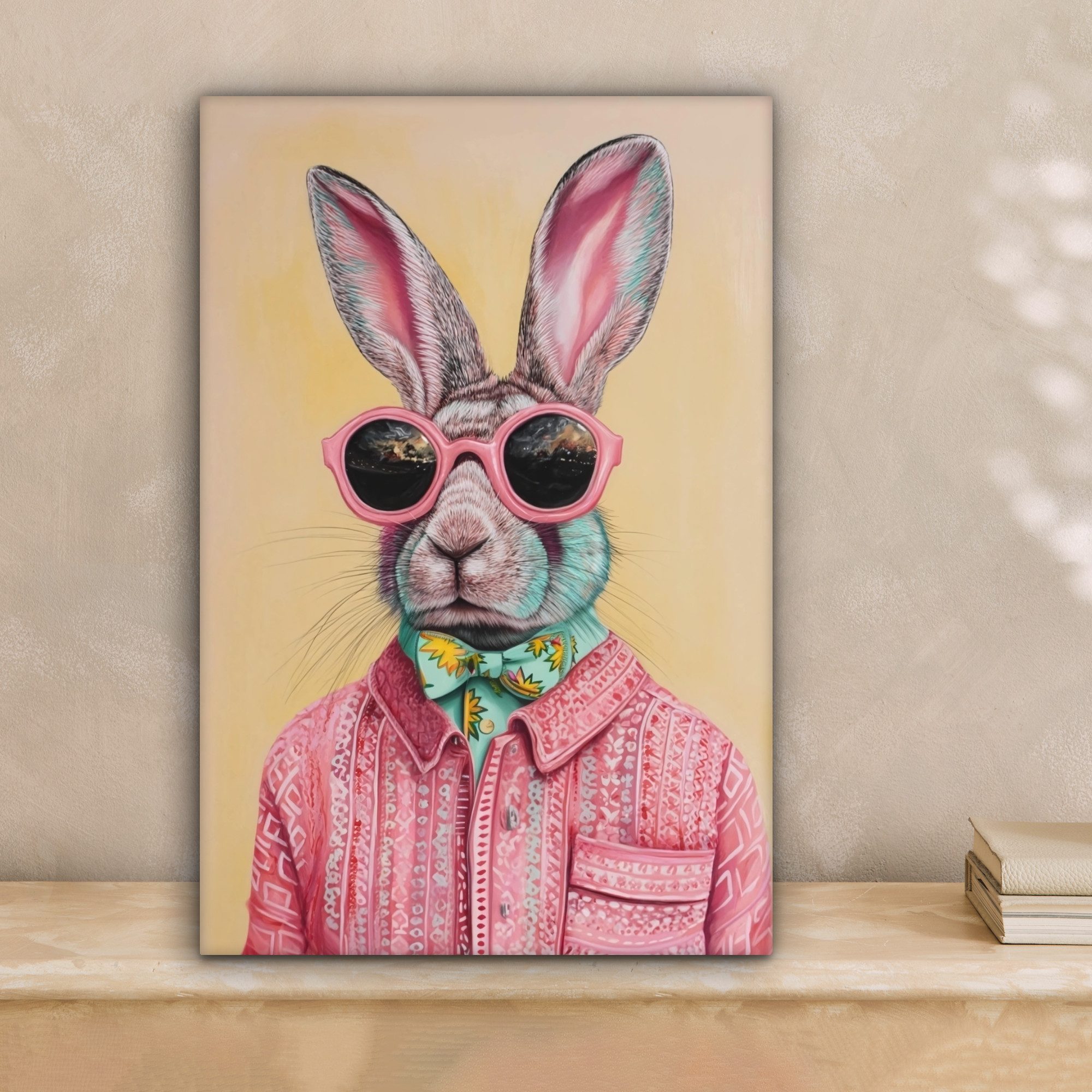 OneMillionCanvasses® Leinwandbild Grau - Kaninchen - Bluse - Fliege, Fotodr günstig online kaufen