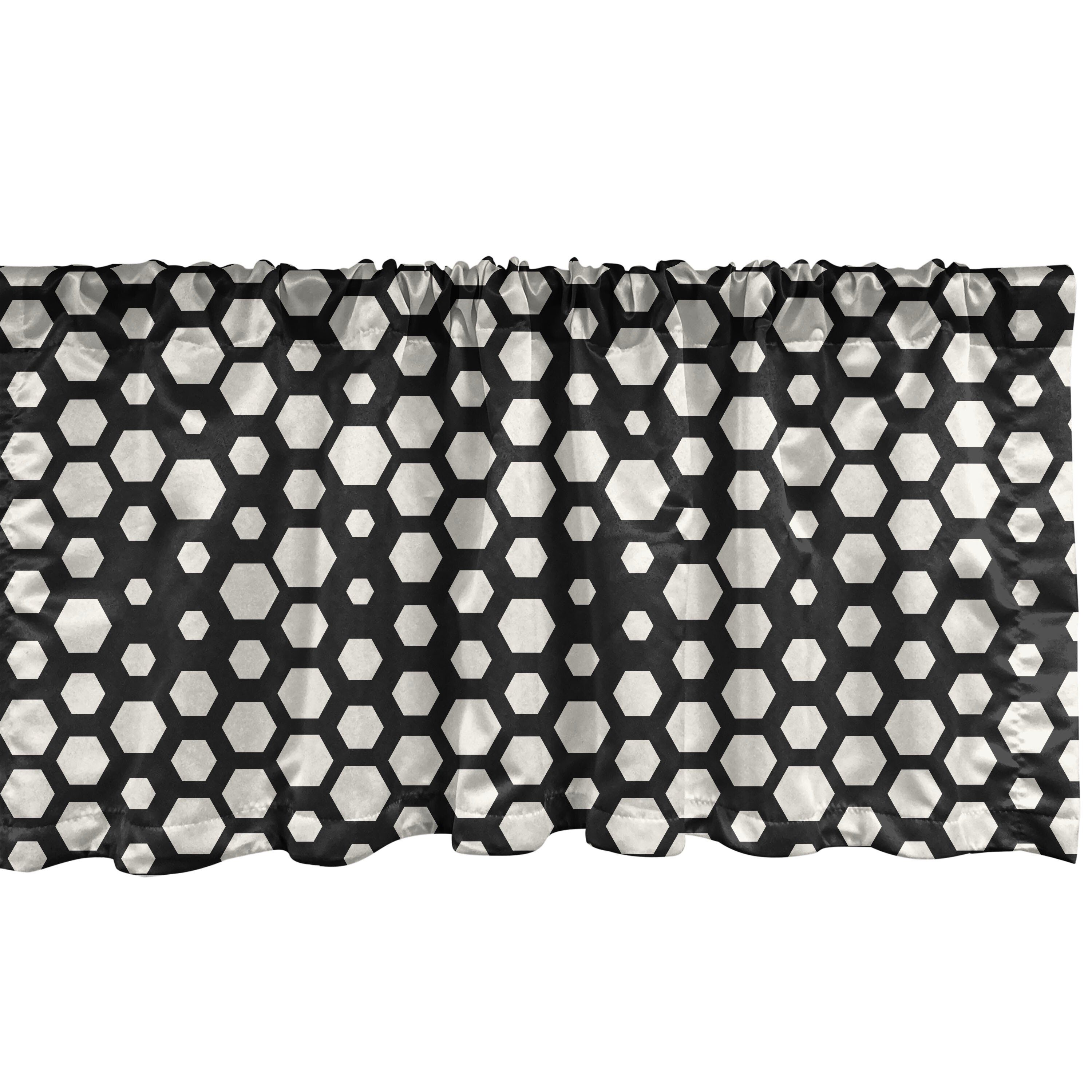 Abakuhaus, Schlafzimmer Hexagons Microfaser, Dekor Simplistic Stangentasche, Volant für Küche Abstrakt Scheibengardine mit Entwurf Vorhang