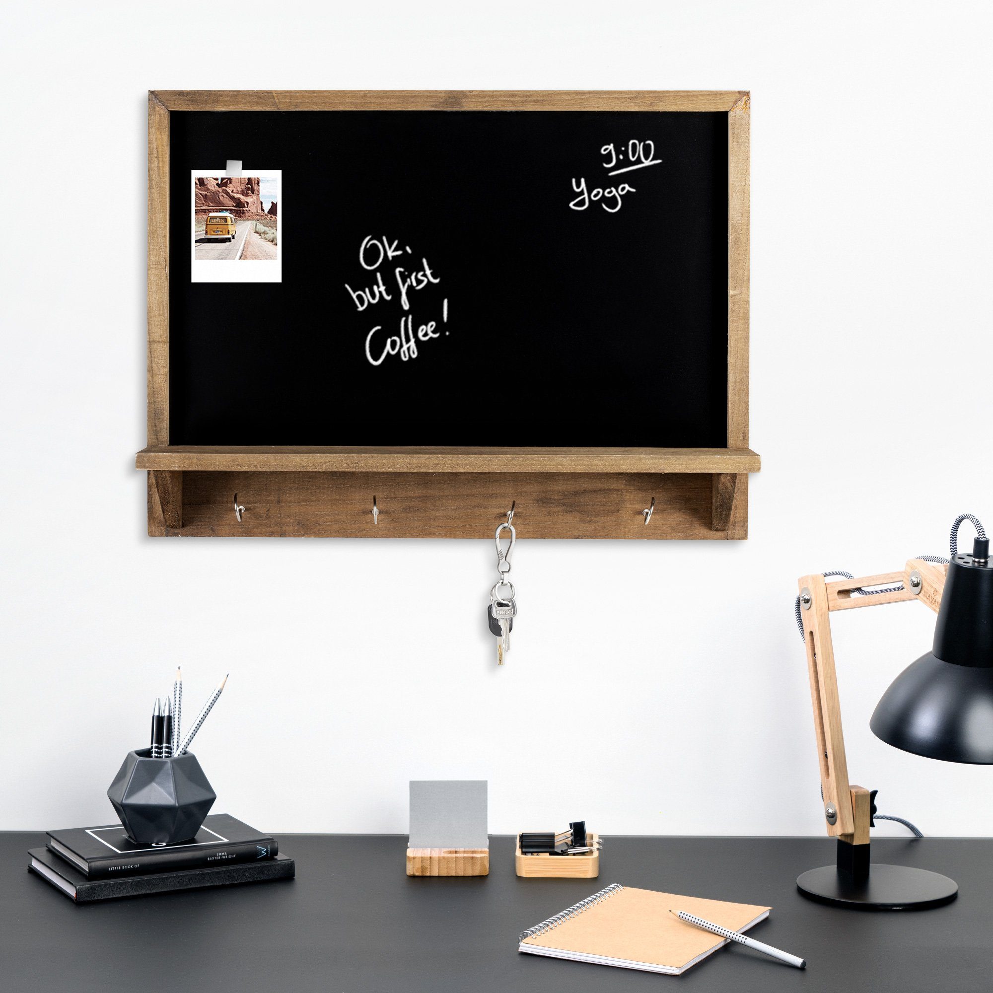 Navaris Schlüsselbrett Kreidetafel mit Schlüsselbrett und Briefablage - ink günstig online kaufen