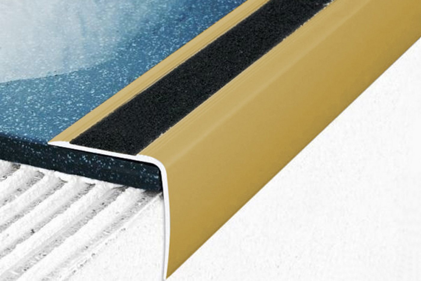Thumbnail - Effector Winkelprofil A43 (Treppenkantenschutz aus eloxiertem Aluminium (1,2 Meter Gold) Anti Rutsch Winkelprofil Treppe...