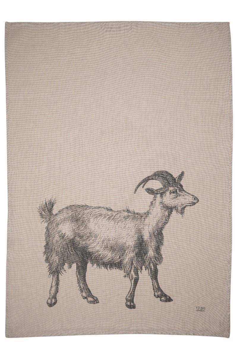 17;30 Hamburg Geschirrtuch Ziege, Halbleinen, (1-tlg), 50x70cm, Siebdruck