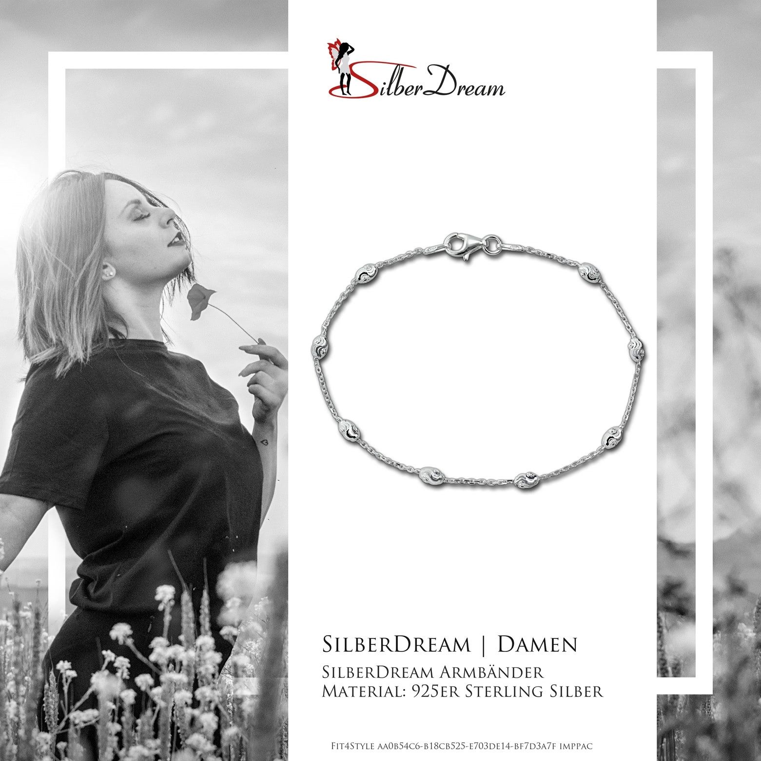 SilberDream Silberarmband SilberDream Typhoon Armband 19cm für (Armband), Damen Armband (Typhoon) ca. 19cm, 925 Sterling Silber, Farbe: silber – Bild 5 von 5