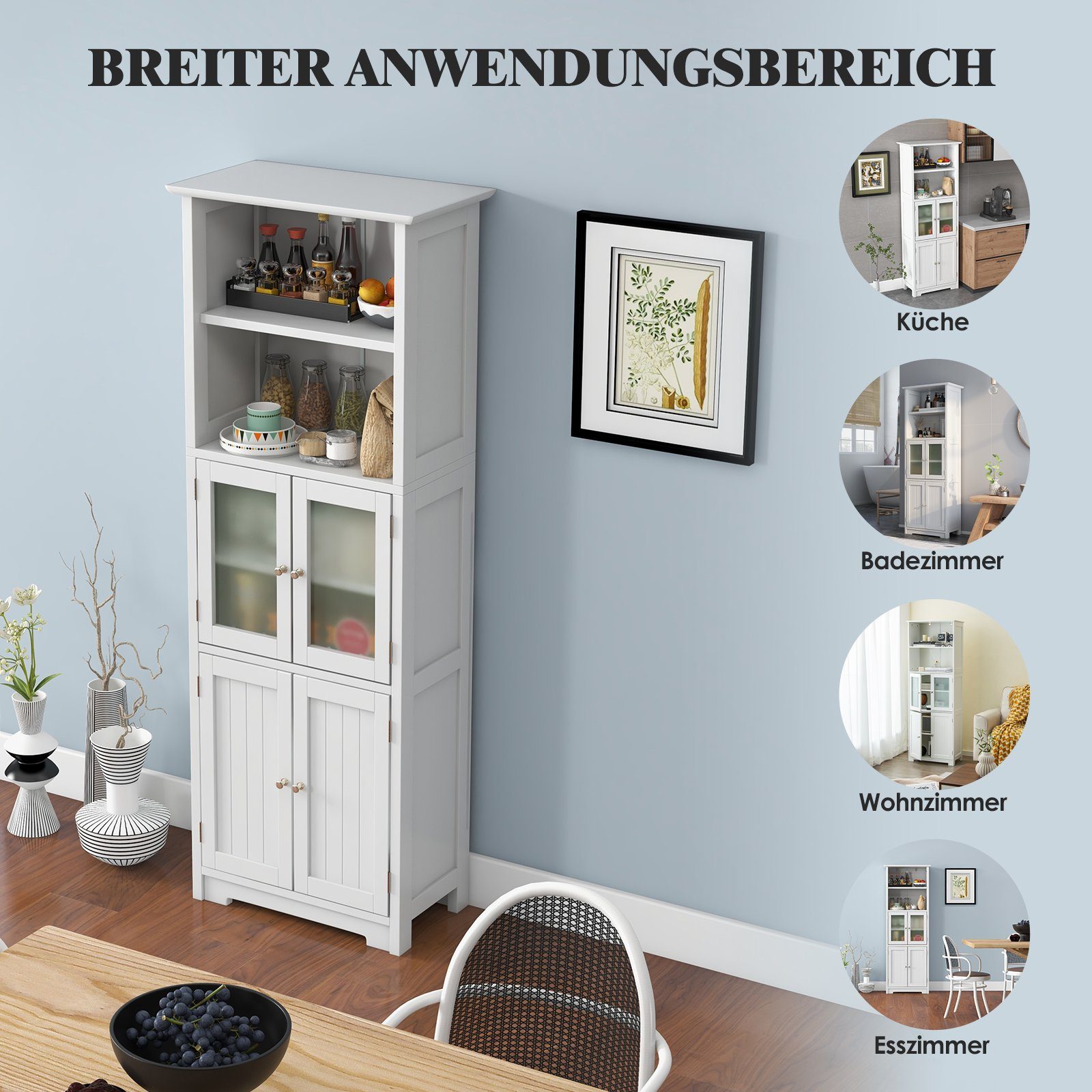 COSTWAY Hochschrank Bad, Küchschrank mit verstellbarem günstig online kaufen