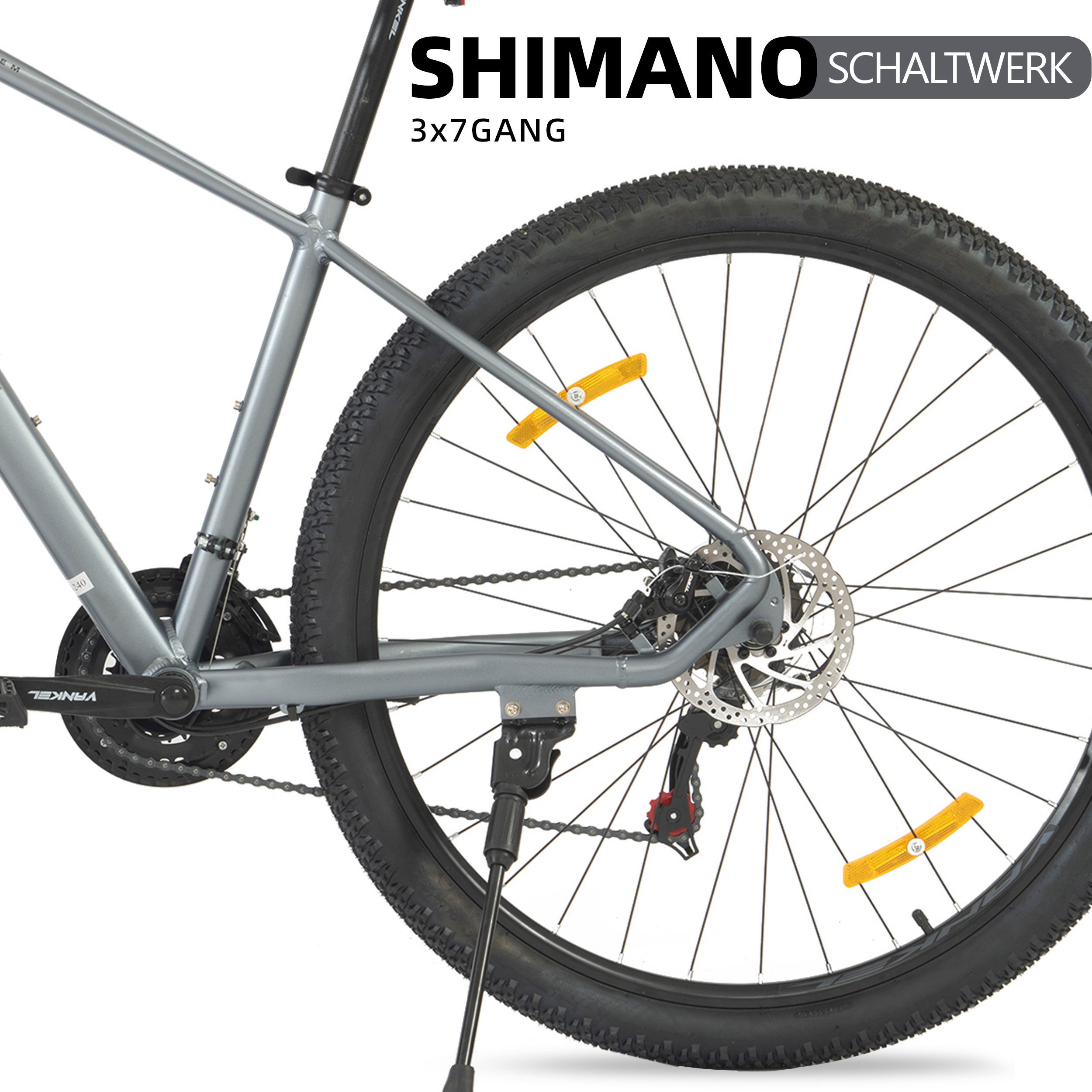 Vankel Mountainbike Shimano Schaltwerk, 29 Zoll MTB für Damen und Herren, 21 Gang Shimano, Hochwertiger Aluminium-Diamantrahmen, Scheibenbremse