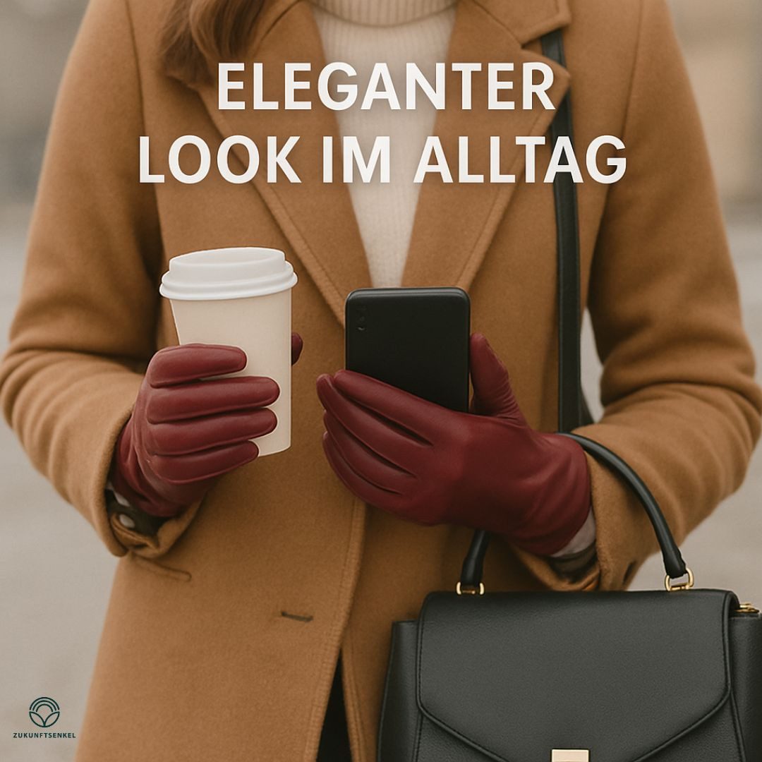 ZUKUNFTSENKEL Lederhandschuhe Damen Lederhandschuhe warm gefüttert (erhältlich in Dunkelblau, Bordeaux & Creme) elegantes Wintermodell, weiche Premium-Qualität, perfekte Passform