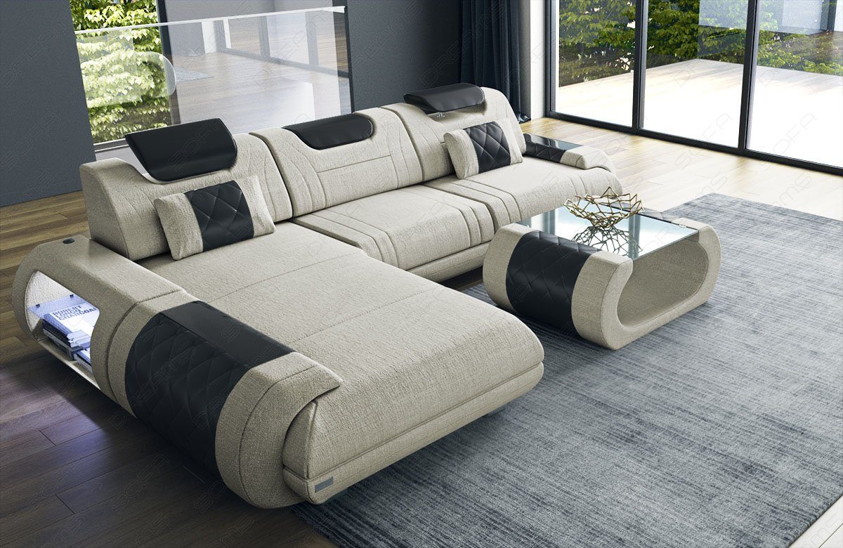 Sofa Dreams Ecksofa Stoff Polster Sofa Rimini L Form H Strukturstoff Stoffsofa, Couch wahlweise mit Bettfunktion