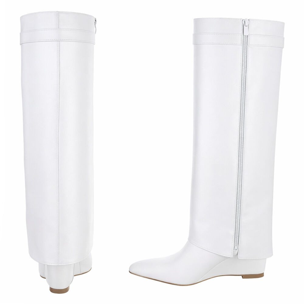 Ital-Design Moderne Damenstiefel mit elegantem Design und Komfort Keilstiefel (91116968) Keilabsatz/Wedge Stiefel in Weiß – Bild 5 von 5