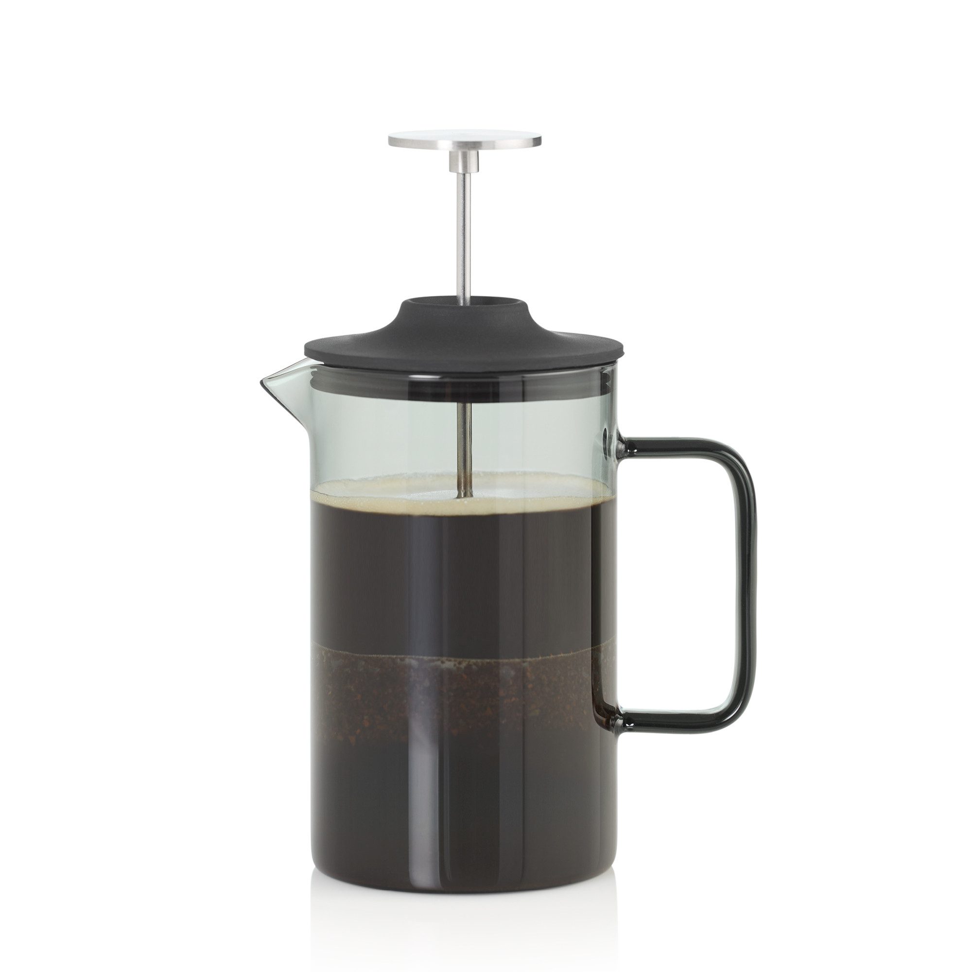 AdHoc French Press Kanne, 0,6l Kaffeekanne, Edelstahlfilter, aus mundgeblasenem Borosilikatglas