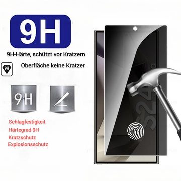 OLi Sichtschutzfolie Transparente Silikon für Samsung Galaxy S24 Ultra mit Sichtschutz, (Glass Spar- Set, 2-St., 60° Einblick Schutz, 2-St., Privacy), Kratzerfest Privat Displayschutz Panzer Glas Fingerabdruck-Entsperrung