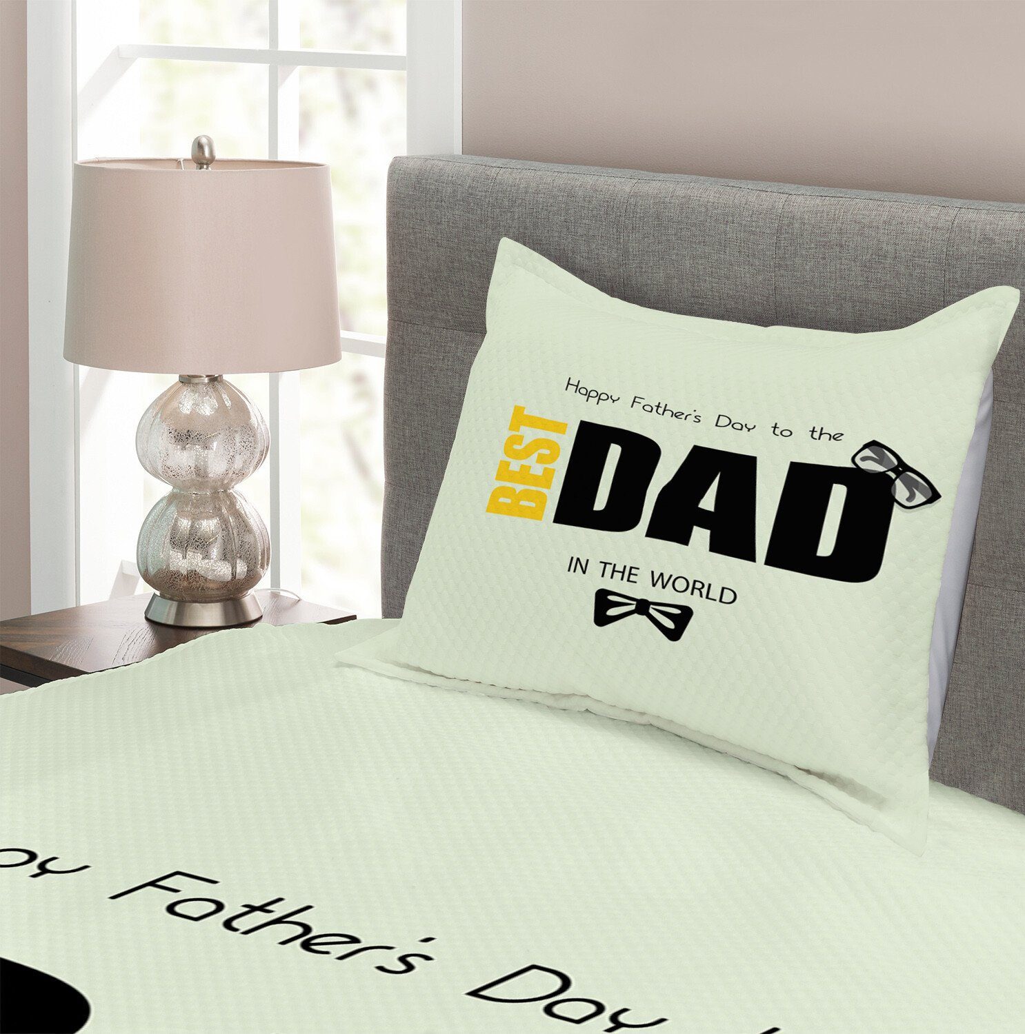 Kissenbezügen Tagesdecke Vatertag Dad mit Set Best Bow Abakuhaus, Waschbar, Brille