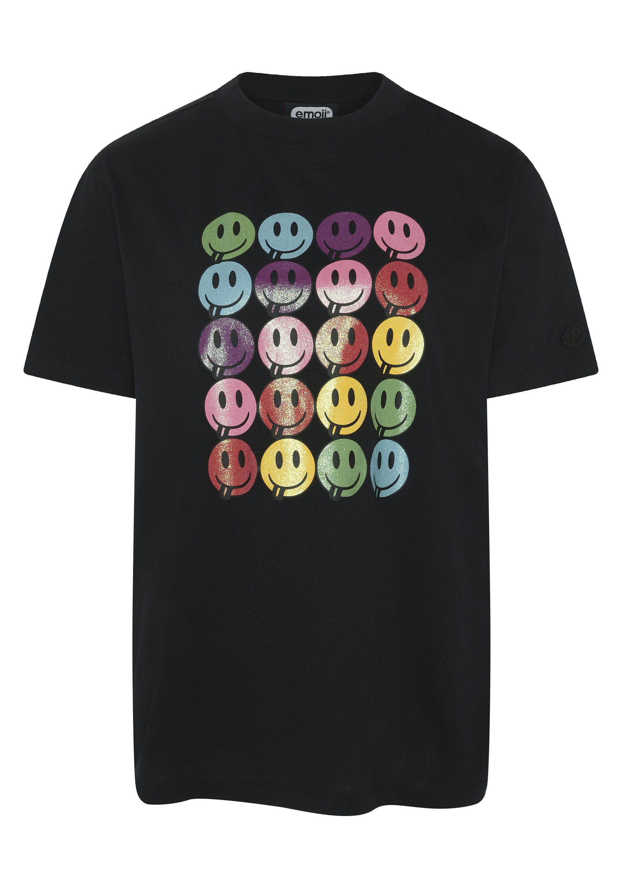 Emoji Print-Shirt mit Glitter-Grinsegesicht