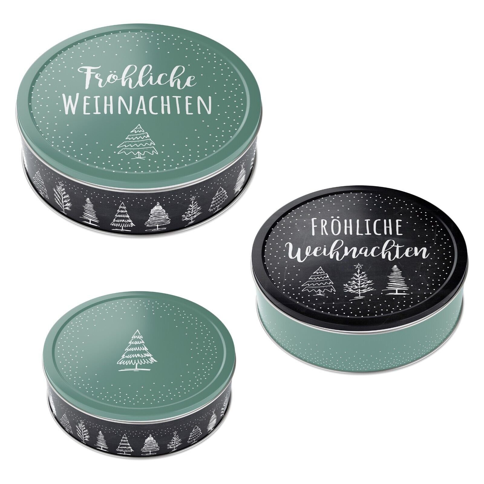 Meinposten Keksdose Gebäckdose Metall rund 3er Set Winter Vorrat Fröhliche Weihnachten, metall, (3-tlg., 3er Set)
