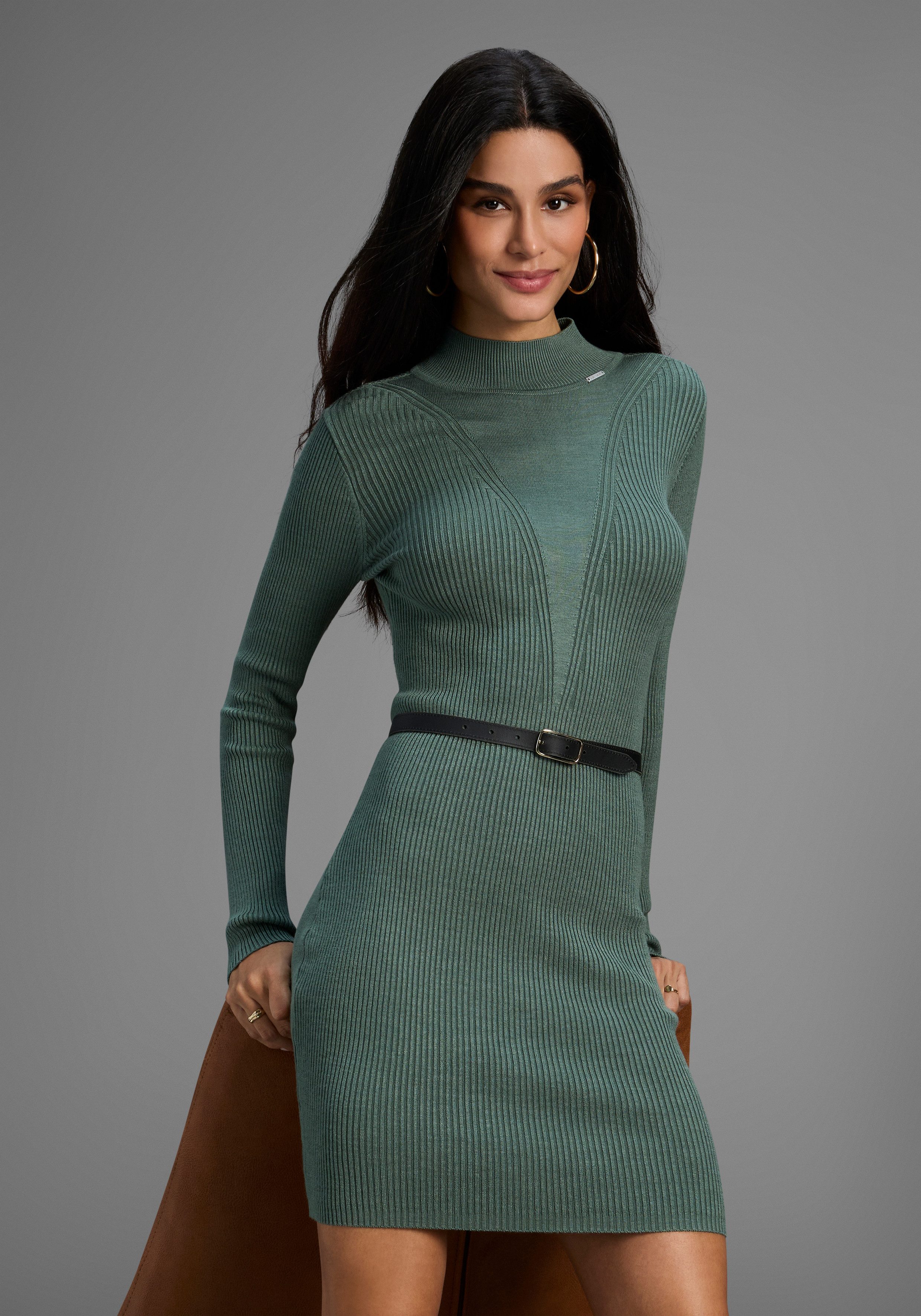Bruno Banani Strickkleid mit sexy Mesh-Einsatz günstig online kaufen