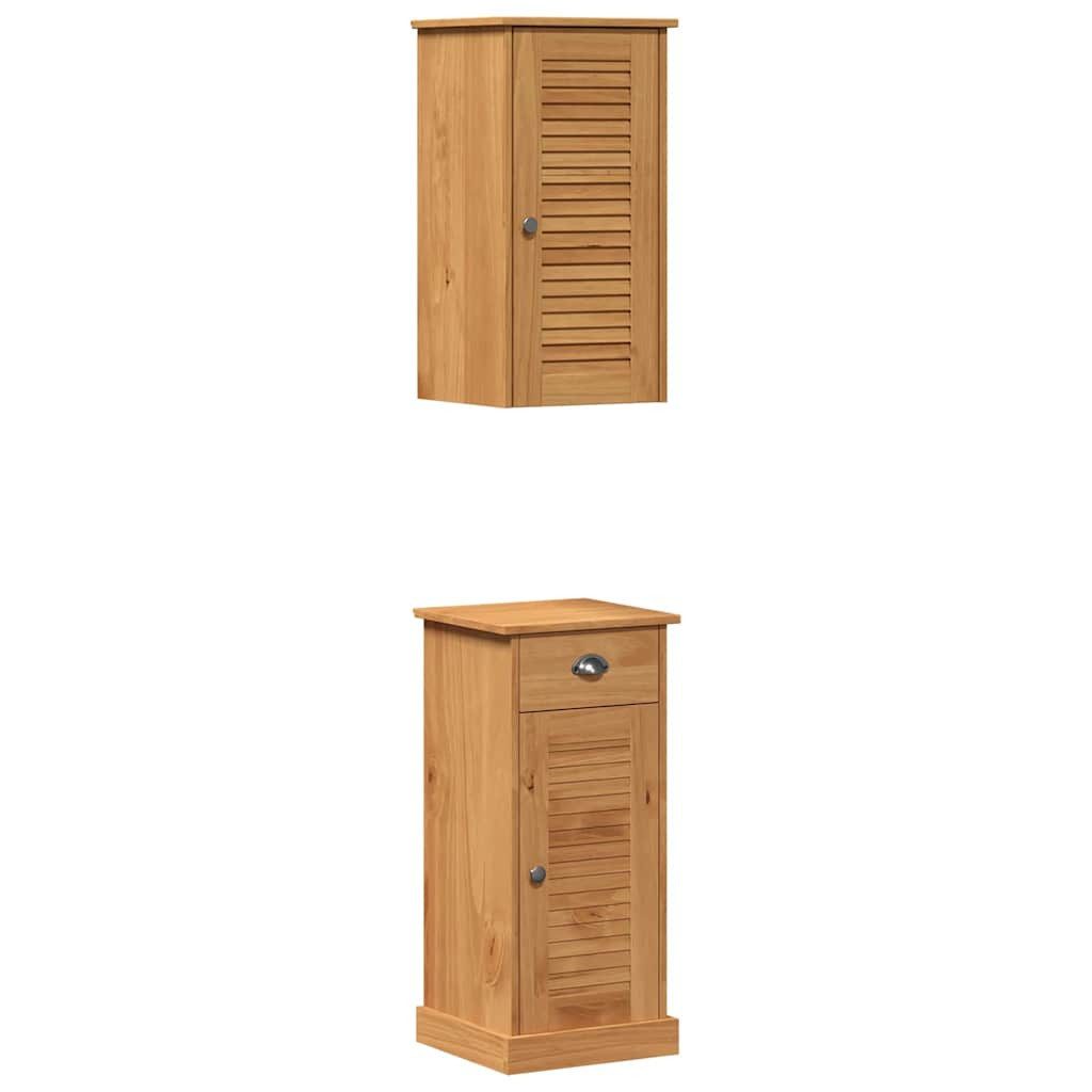 vidaXL Badezimmerspiegelschrank Badezimmermöbel Set mit Regal VIGO 2 pcs Braun und Honigbraun (2-St)