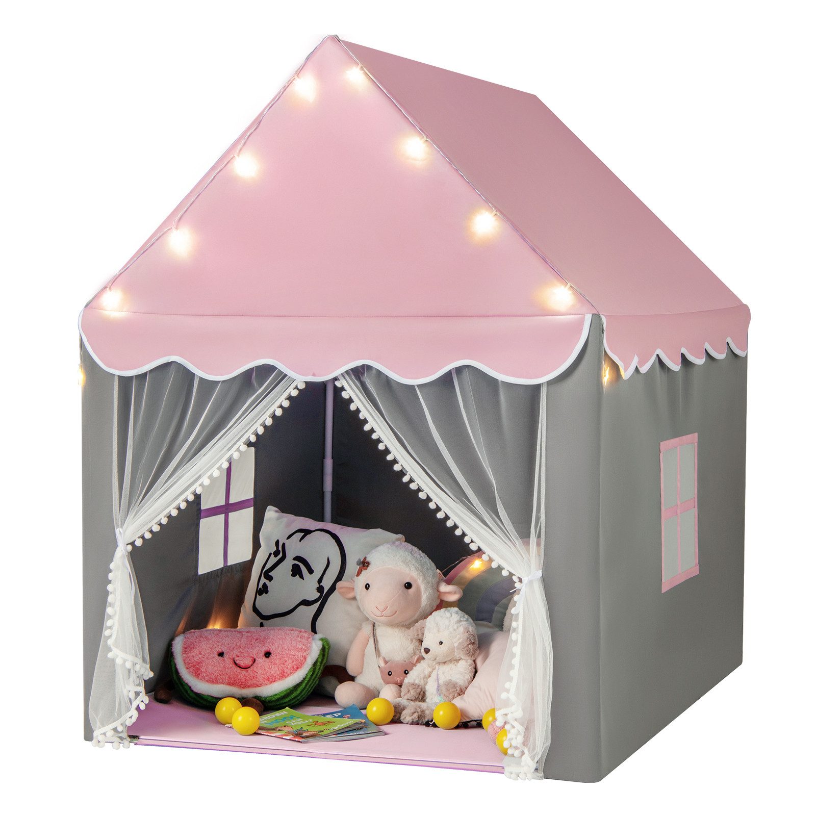 COSTWAY Spielzelt Spielhaus mit LED & Matte, 105 x 121 x 136cm, Outdoor günstig online kaufen