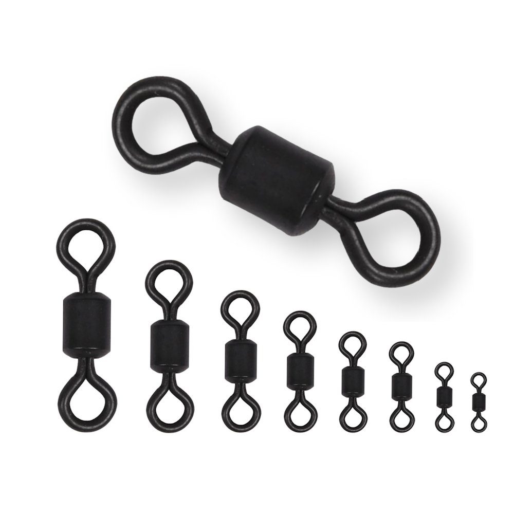 BernhStein Angelwirbel Crane Wirbel Black Matt, Karpfenwirbel Gr. 14 - 1/0, 10 - 50 Stück, (10-St)