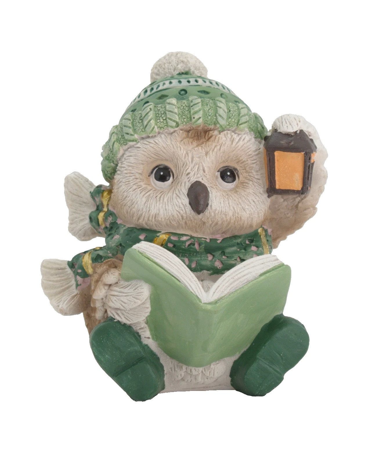 Kaufhaus le petit Tierfigur Deko Eule Buch Laterne Uhu Figur Skulptur Schneeeule Schleiereule, Vogel Dekofigur Dekoskulptur Dekoobjekt aus Polyresin (Kunststein)