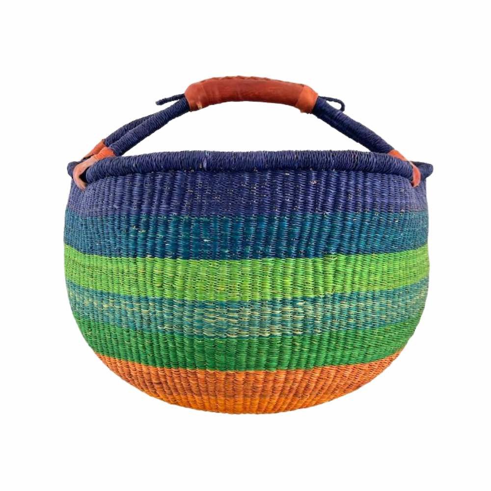 maishameanslife Einkaufskorb Bolga Korb - Accra - Rund, 25,00 l, Kunstvoll geflochtene Bolga Körbe – Charakterstücke voller Tradition