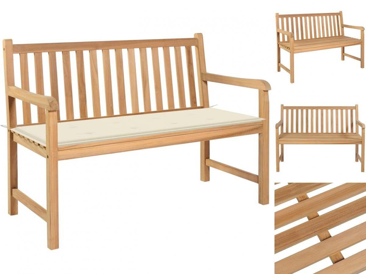 vidaXL Gartenbank »Gartenbank mit Cremeweißer Auflage 120 cm Massivholz