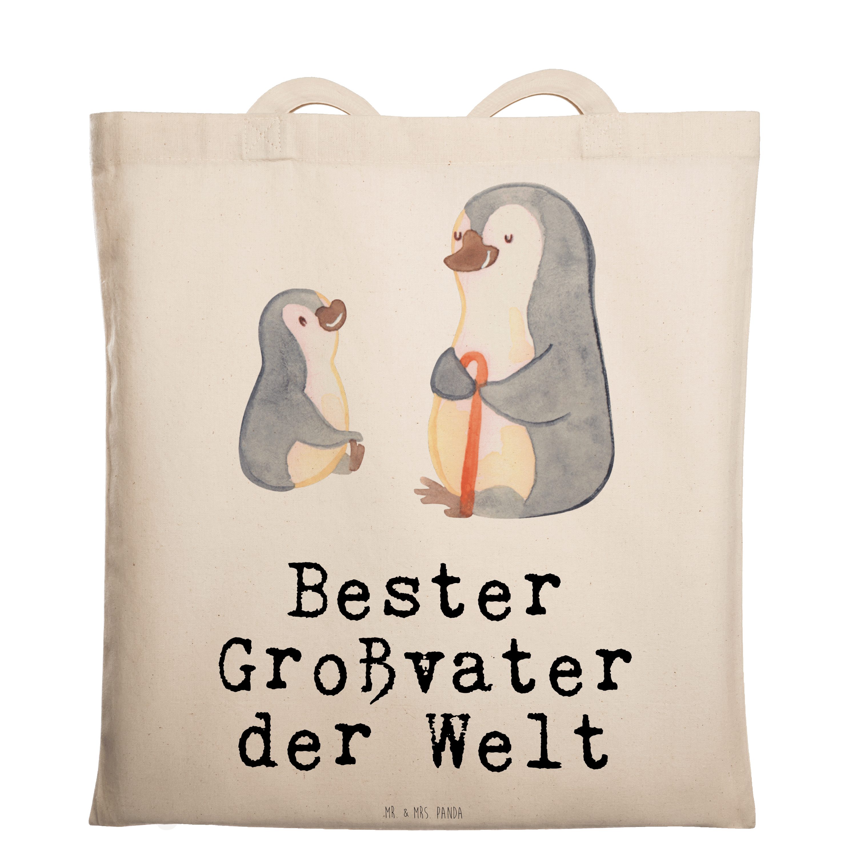 Mr. & Mrs. Panda Tragetasche Pinguin Bester Großvater der Welt - Transparent - Geschenk, enkel, Op (1-tlg)