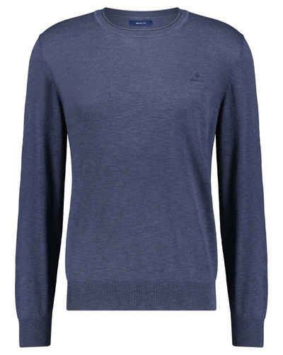 GANT Herren Sweatshirt Sweater Rundhals Loopback Baumwoll Mix Logo 