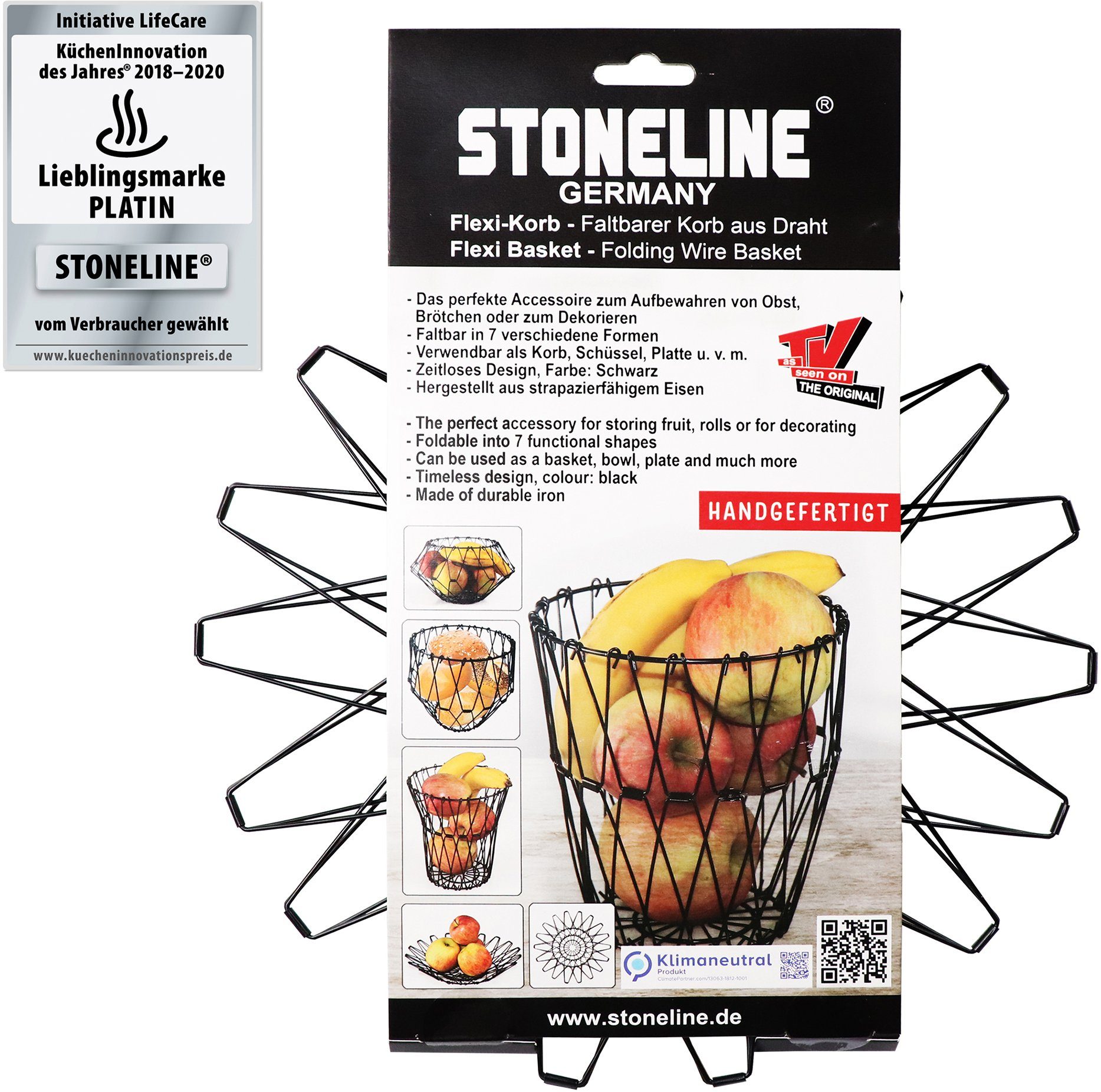 STONELINE Obstschale Flexi Korb, Metall, faltbar
