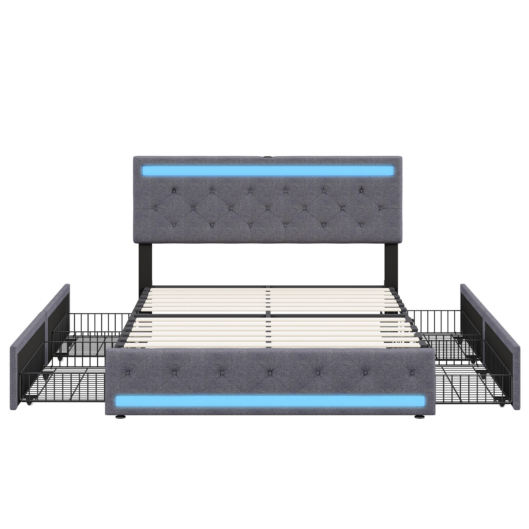 Furnishings Home Polsterbett Stauraumbett Doppelbett (Vier extra große Schu günstig online kaufen