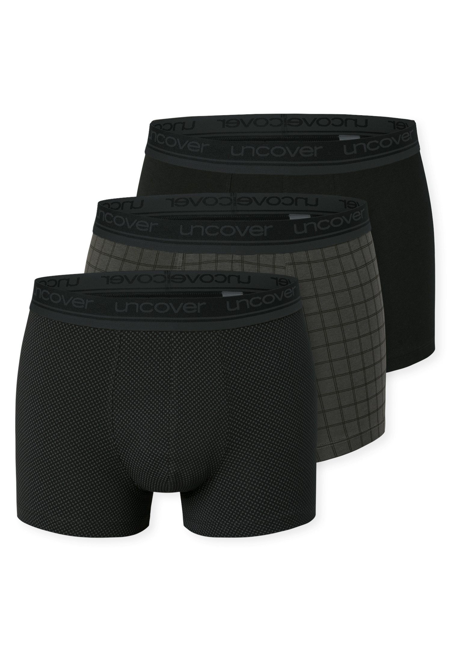 uncover by SCHIESSER Boxer Uncover Cotton (2er Pack) ohne Eingriff, elastisch, Single Jersey-Qualität, Logo-Bund