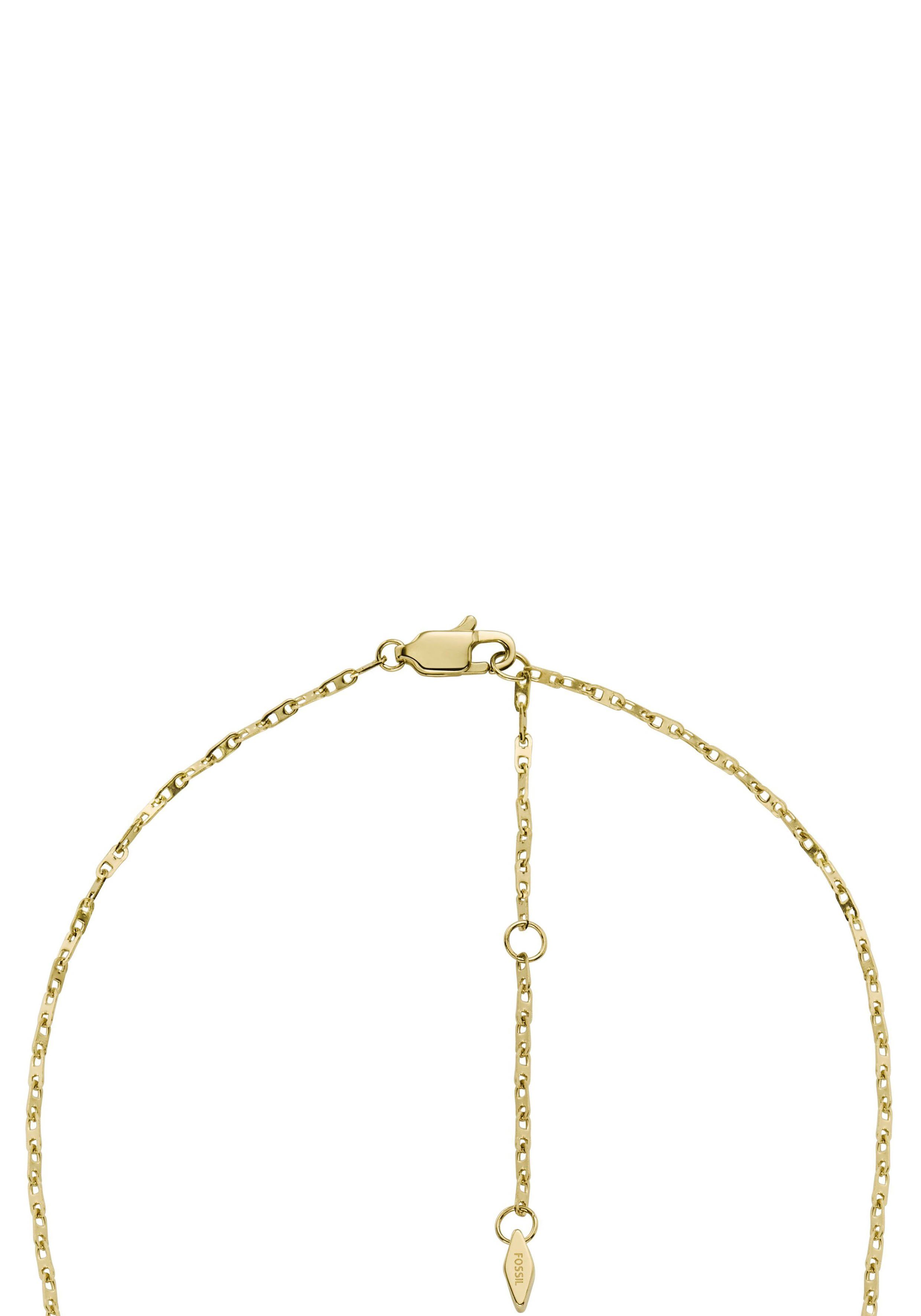 Fossil Kette mit Anhänger Schmuck Geschenk Edelstahl Halskette HERITAGE D-LINK, mit Glassteinen