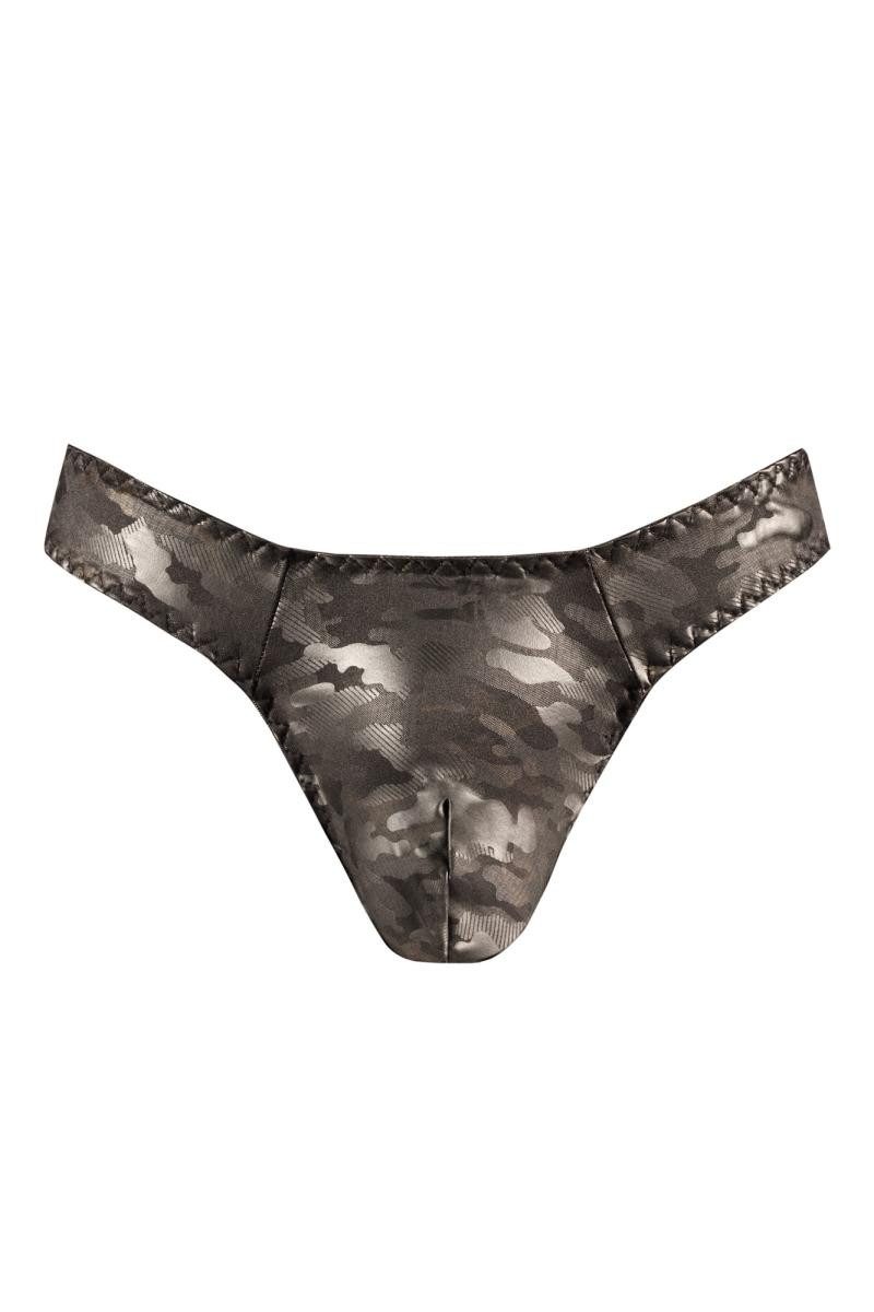 Anais for Men String Herren String in schwarz aus blickdichtem Stoff mit camouflage Print M