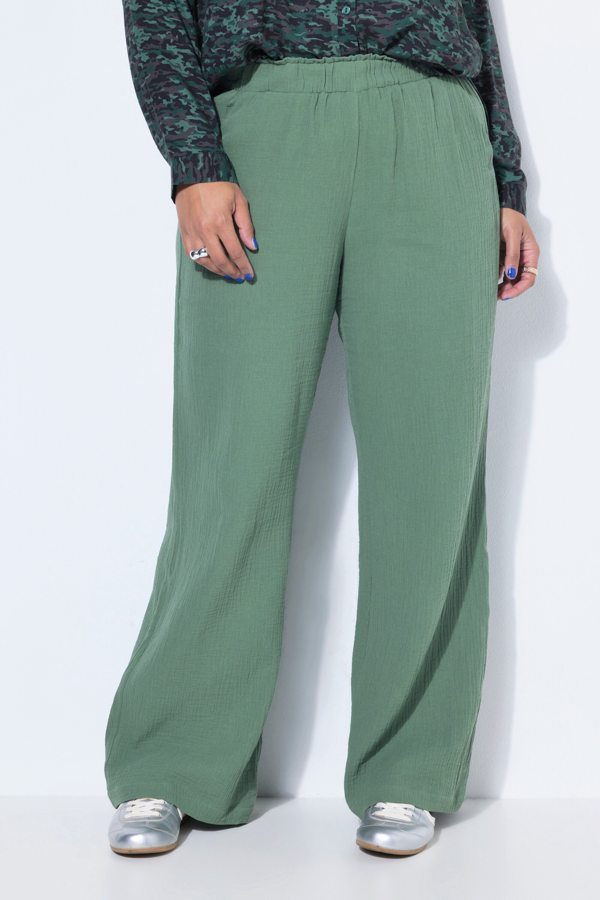 Schlupfhose Hose wide Legs Musselin Elastikbund