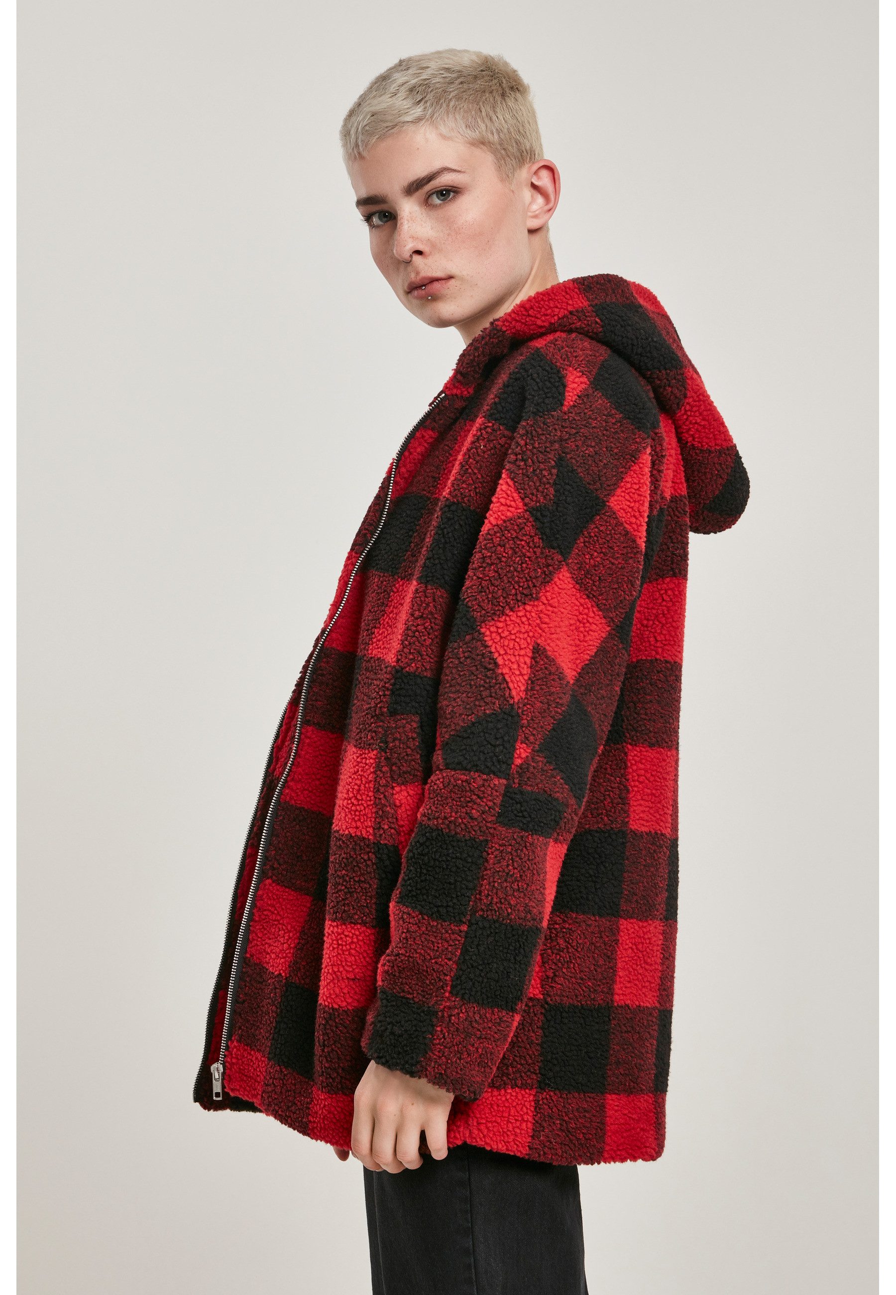 URBAN CLASSICS Winterjacke Urban Classics Damen Ladies Hooded Oversized Check Sherpa Jacket (1-St)