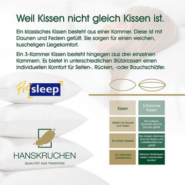 Daunenkissen Pro Sleep, HANSKRUCHEN, Füllung: 100% Federn, Bezug: 100% Baumwolle, Sleep 40x80 cm, hergestellt in Deutschland, allergikerfreundlich
