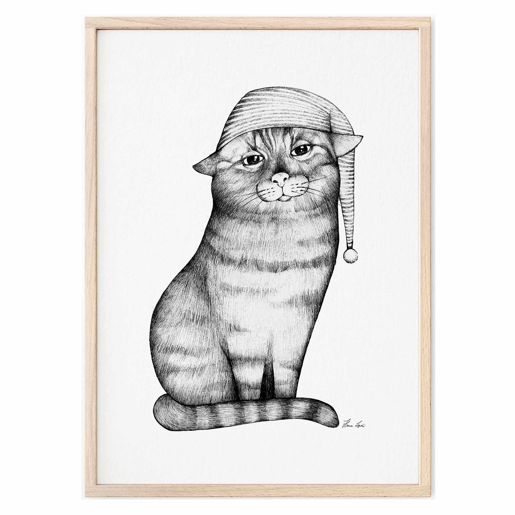 Ligarti Kunstdruck Kunstdruck - Gute Nacht Katze